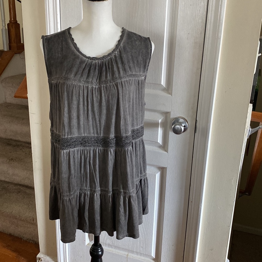 Knox Rose Tiered Ruffle Peplum Sleeveless Top Women's XXL